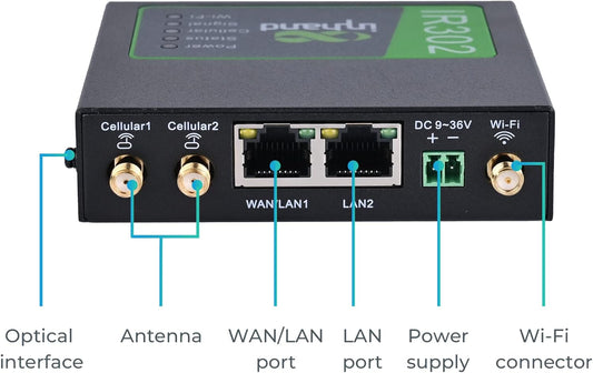 InHand Networks IR302 Industrial IoT 4G LTE VPN Cellular Router, LTE Cat 4+ Wi-Fi, Dual sim Card Slots, Management by Cloud Platform, DI/DO Port, Support T-Mobile, AT&T & Verizon, UL Certification - PuriLite