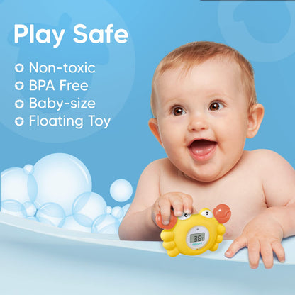 Aycorn Digital Baby Bath Thermometer Baby Safety - Celsius Water Temperature Thermometer & Room Thermometer with LED Display and Temperature Warning - Infant Baby Bath Toys Floating Toy Thermometer