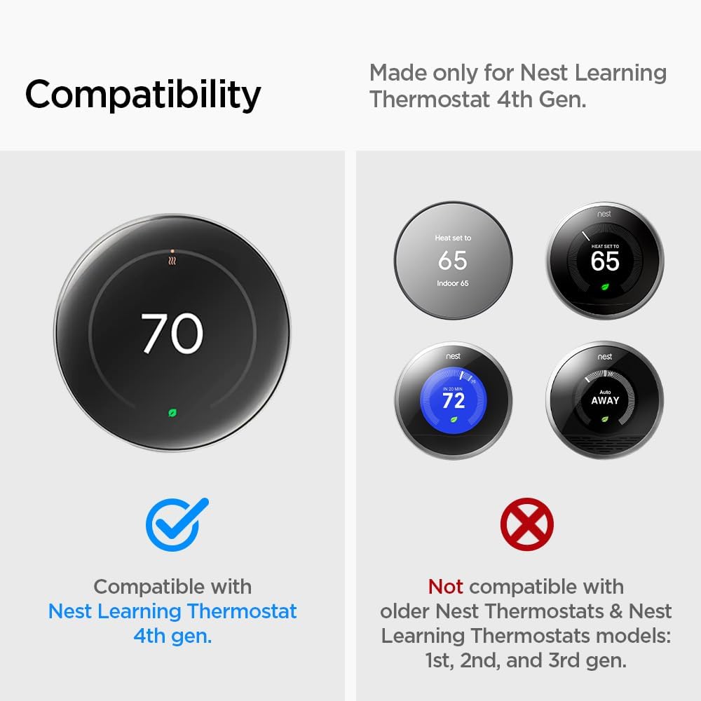 Spigen Wall Plate Designed for New Google Nest Learning Thermostat 4th Generation (2024) Wall Plate - Matte Black