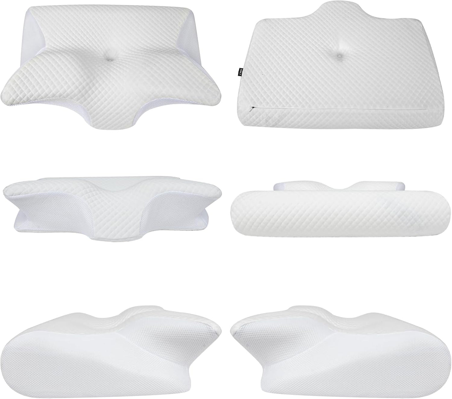 HOMCA Memory Foam Pillow, 2 in 1 Cervical Pillow for Neck Pain Relief, Ergonomic Neck Support Pillows for Side Back Stomach Sleepers with Breathable Pillowcase (Gray)