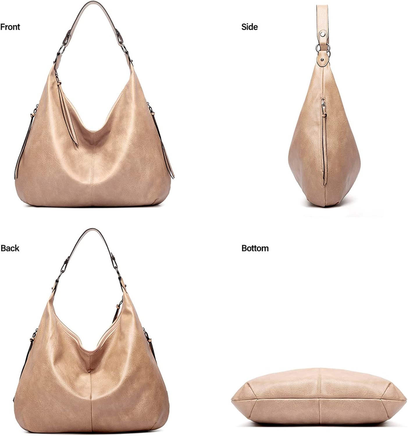 Ashioup Hobo Bags for Women Soft PU Leather Shoulder Bag Vintage Slouchy Handbag with Zipper