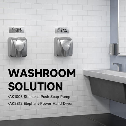 AIKE Elephant Power Commercial Hand Dryer High Speed Auto Warm Wind, Matte Black Thermoset Cover AC110V-130V Model AK2812
