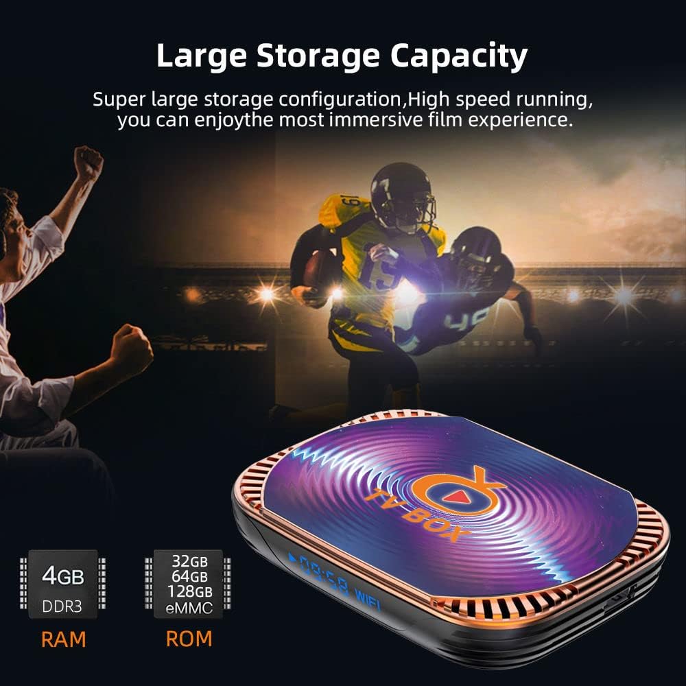 Android 11.0 TV Box 4GB Ram 32GB ROM TV Box MxIII X4 Amlogic S905X4 Quad Core with Dual Wi-Fi 2.4G/5.0G BT 4.0 8K 1000M LAN USB 3.0 Smart Tv Box