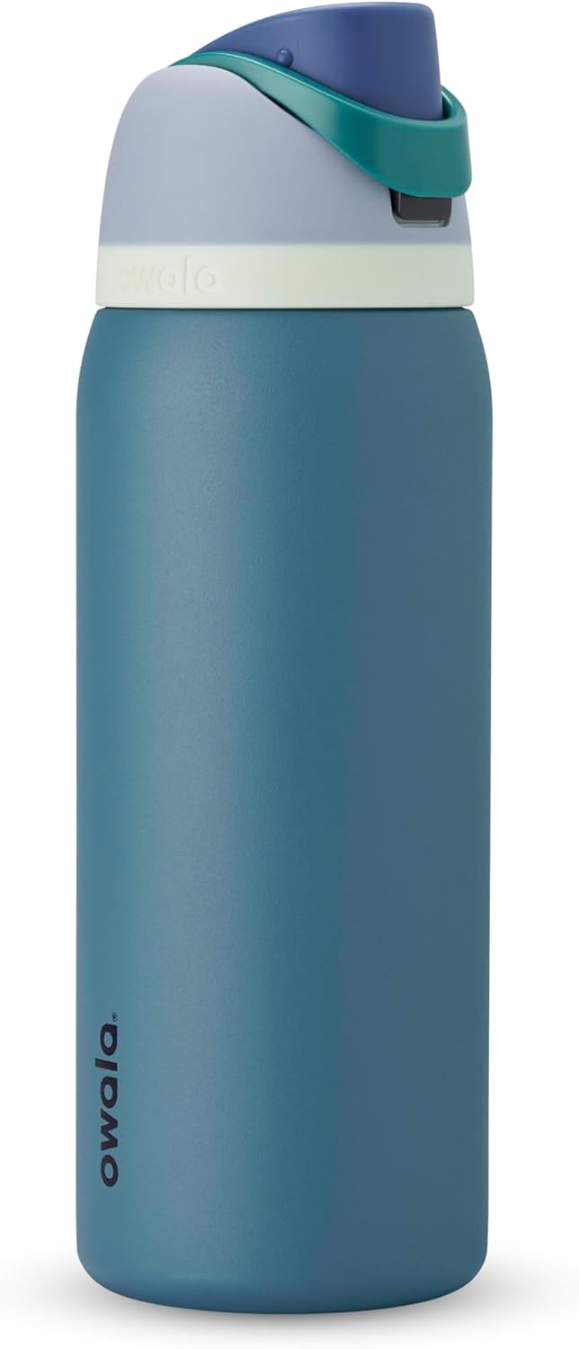 Owala FreeSip Insulated Stainless Steel Water Bottle with Straw for Sports and Travel, BPA-Free, 24-oz, Very, Very Dark