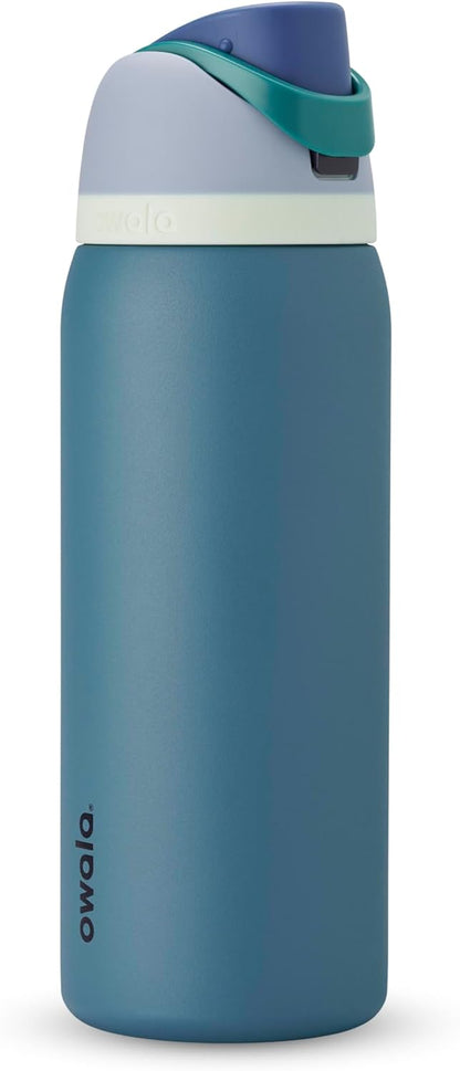 Owala FreeSip Insulated Stainless Steel Water Bottle with Straw for Sports and Travel, BPA-Free, 24-oz, Very, Very Dark