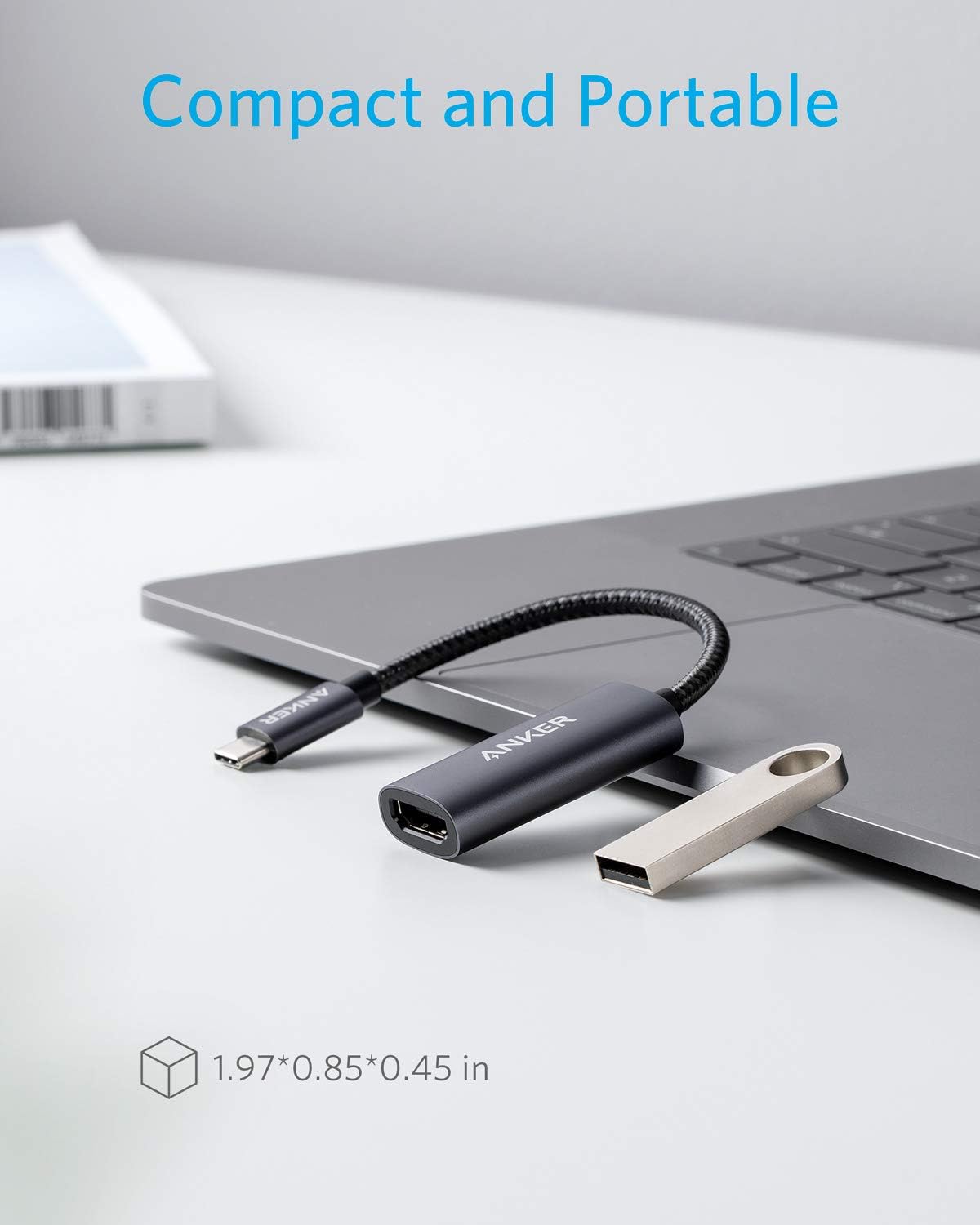 Anker USB C to HDMI Adapter (4K@60Hz), 310 USB-C Adapter (4K HDMI), Aluminum Portable USB C Adapter, for MacBook Pro, MacBook Air, iPad Pro, Pixelbook, XPS, Galaxy, and More