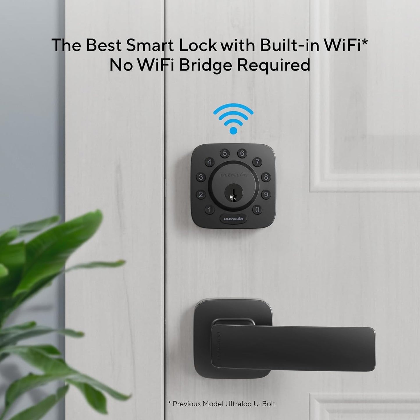 ULTRALOQ U-Bolt Smart Lock + WiFi Bridge, 5-in-1 Keyless Entry Door Lock with WiFi, Bluetooth, App and Keypad, Smart Deadbolt Lock Front Door, ANSI Grade 1 Certified, 1Year Battery, Satin Nickel