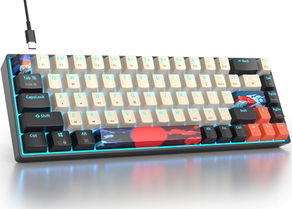 Fogruaden Full Size Mechanical Keyboard, Green Matcha Keyboard, Wired USB 104 Keys RGB Backlit Gaming Keyboard with Number Pad, Red Switches, NKRO Mechanical Keyboard for Windows Laptop PC Gamer