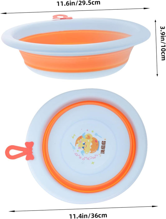 Milisten 2Pcs Baby Washbasin Set Folding Infant Face Bathtub for Newborns Cartoon Design Portable and Easy to Clean Random Style - PuriLite