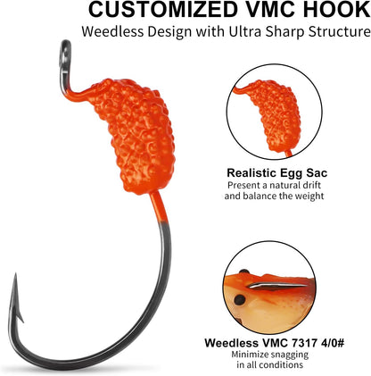 TRUSCEND Pre-rigged Fishing Jig Lures for Freshwater and Saltwater, Innovative Super Durable TPE Bass Lures, Lifelike Shrimp Crayfish Swimbait, Weedless Lure for Crappie Trout Walleye, Keep Separately