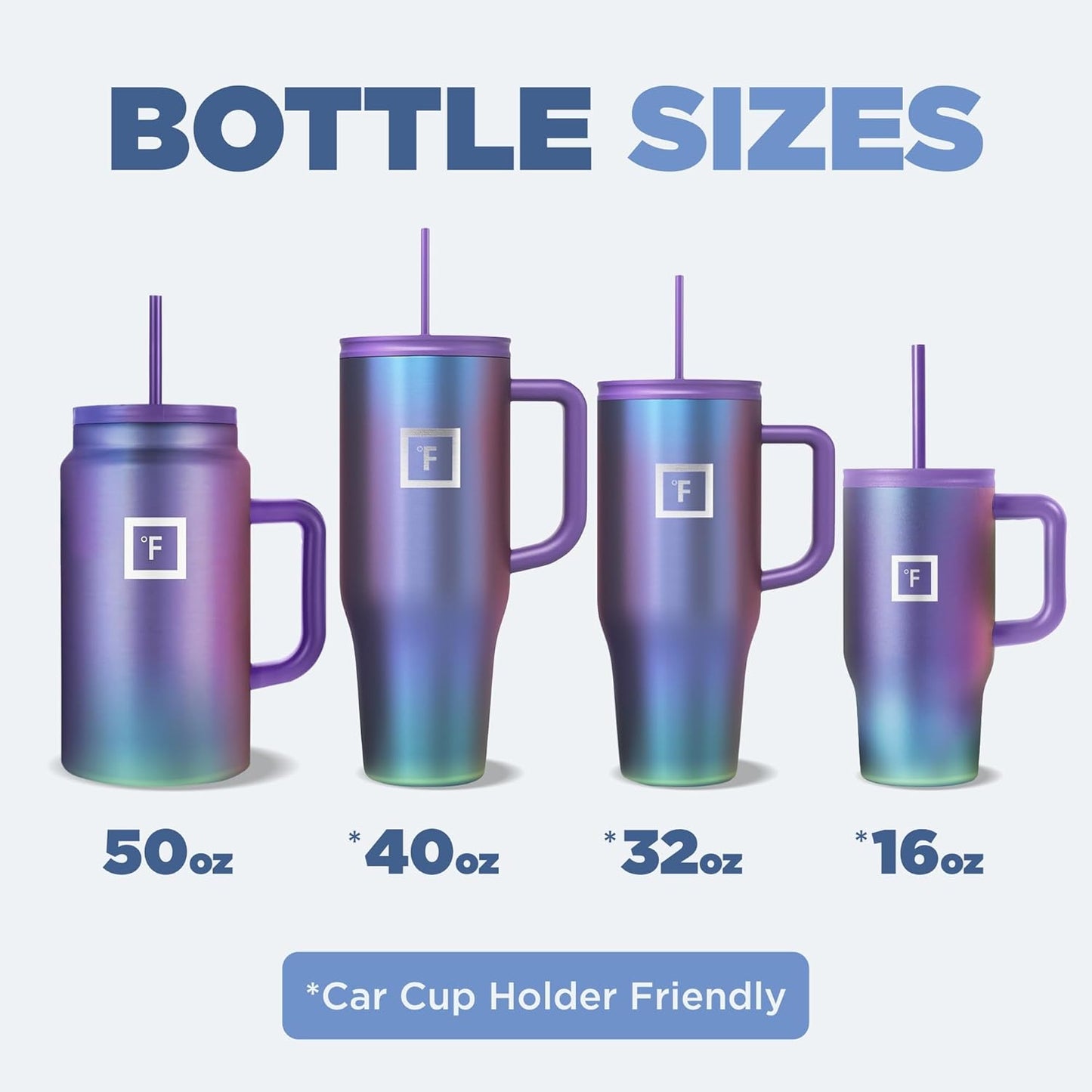 Insulated Tumbler with Straw Lid & Handle - 32oz (2 Lids) - Vacuum Leakproof Double Walled Stainless Steel Travel Mug Cup for Coffee Tea Water Hold Cold Iced Drinks - Fits Car Cup Holder
