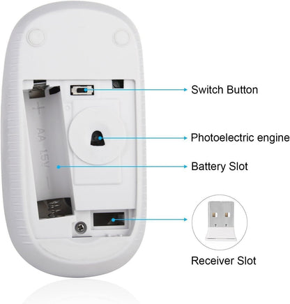 Wireless Mouse, Vssoplor 2.4G Slim Portable Computer Mice with Nano Receiver for Notebook, PC, Laptop, Computer-Black and Silver