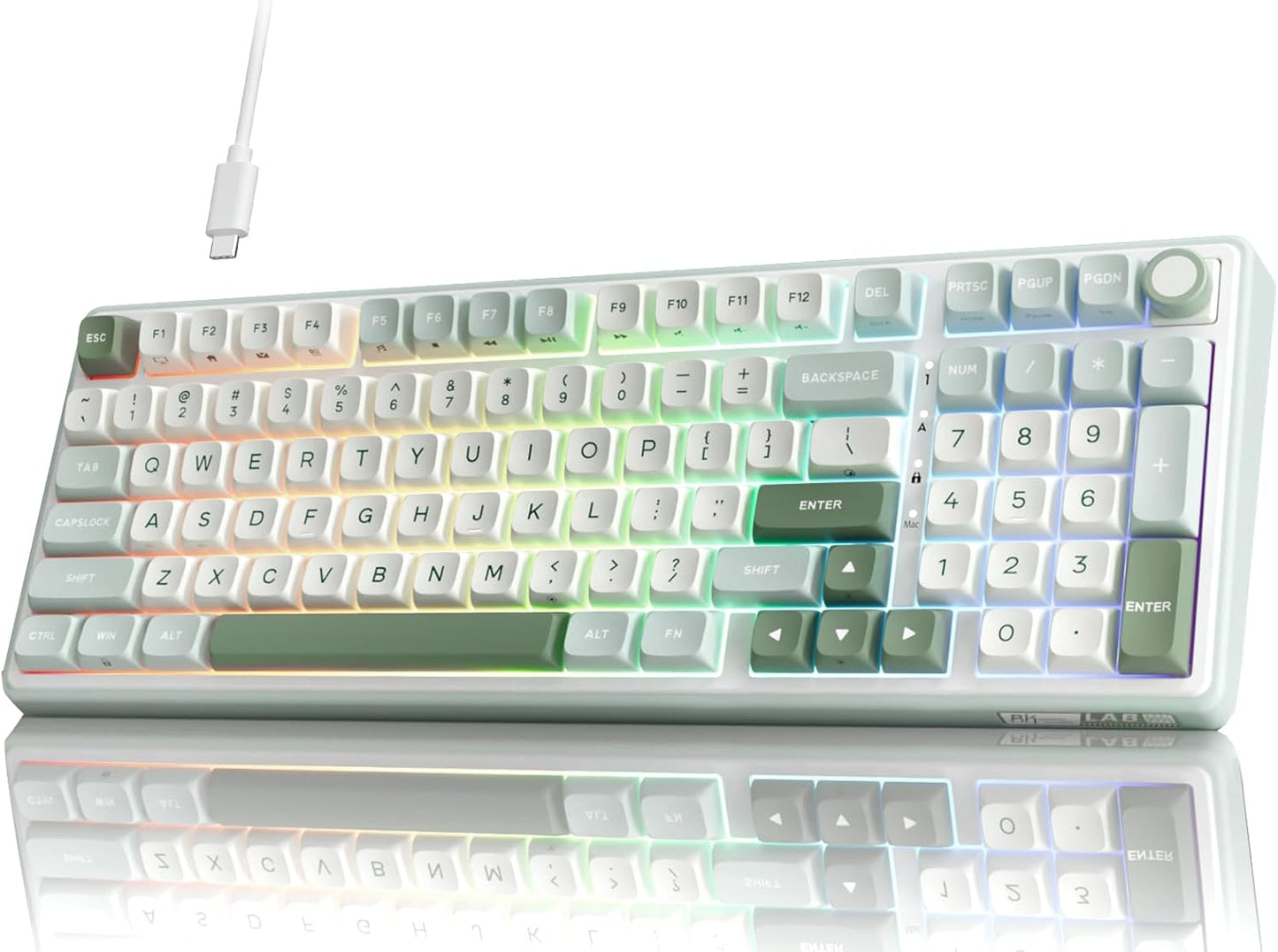 RK ROYAL KLUDGE R98 Pro Mechanical Gaming Keyboard, 96% Wired Creamy Keyboard RGB Backlit with Number Pad and Volume Knob, Gasket Mount, MDA Profile PBT Keycaps, Hot Swappable Pre-lubed Tactile Switch