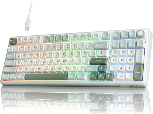 RK ROYAL KLUDGE R98 Pro Mechanical Gaming Keyboard, 96% Wired Creamy Keyboard RGB Backlit with Number Pad and Volume Knob, Gasket Mount, MDA Profile PBT Keycaps, Hot Swappable Pre-lubed Tactile Switch