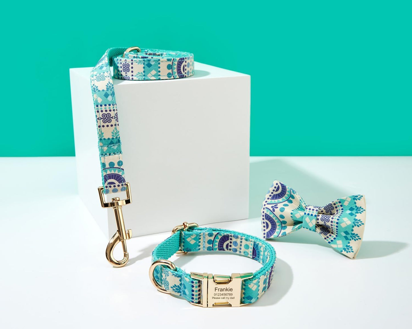 Custom Engraved Dog Collar with Name and Phone Number, Personalized for Small, Medium, and Large Dogs (Plaid)