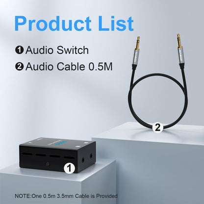 SGEYR Audio Switch 3.5mm Bi-Direction Switch, Stereo Audio Switcher 2 in 1/1 in 2 Out, Audio Switch Selector for Phone Speakers Headhphone