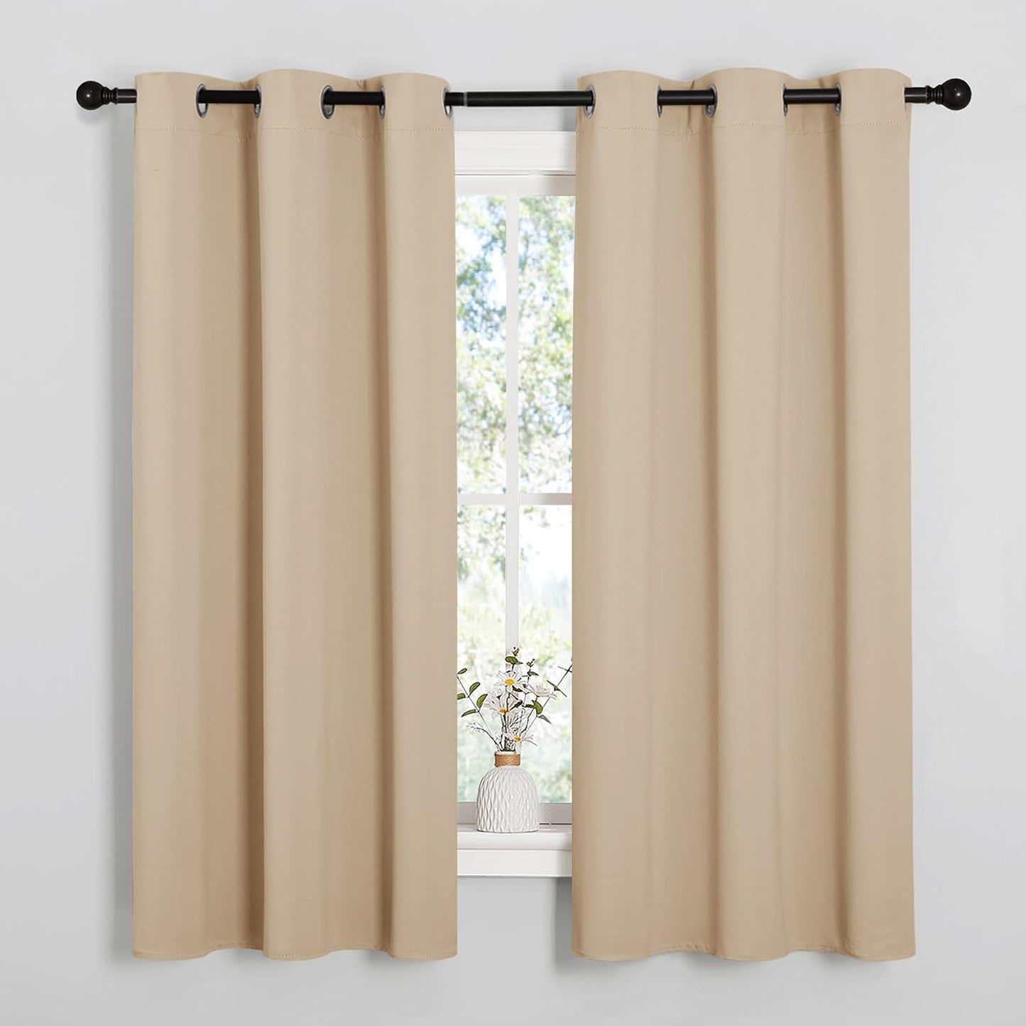 NICETOWN Blackout Curtains 2 Panels for Bedroom- Thermal Insulated Grommet Blackout Curtains 63 Inches Long for Living Room/Kitchen Rideaux occultants (2 Panels, W42 x L63 -Inch,Grey)