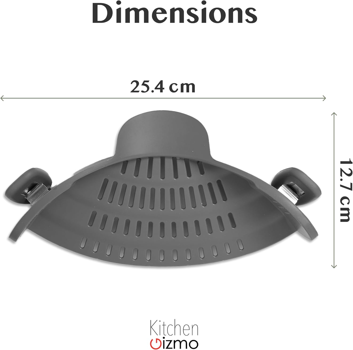 Kitchen Gizmo Adjustable Clip-On Silicone Strainer for Pots, Pans & Bowls – Hands-Free Snap N Strain Colander for Pasta, Fruits, Veggies & Salads – Dishwasher Safe, Grey - PuriLite