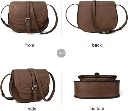 Crossbody Bags for Women Small Over the Shoulder Saddle Purses and Boho Cross body Handbags,Vegan Leather