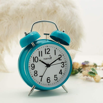 FLOITTUY (Loud Alarm for Deep Sleepers) 4'' Twin Bell Alarm Clock with Backlight for Bedroom and Home Decoration(Black)