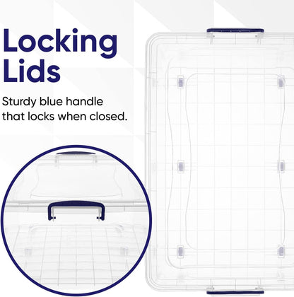 Superio Storage Bins with Lids- 3 Pack, 1.85 Qt Clear Boxes for Organizing, Stackable Plastic Containers- BPA Free, Non-Toxic, Odor Free, Organizer for Home, Office, Dorm