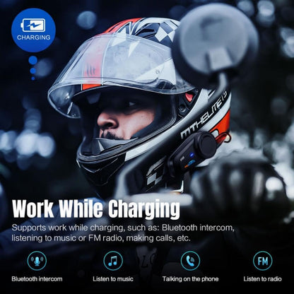 Fodsports FX6 Motorcycle Bluetooth Headset – 6 Riders Group Intercom 1000m Range, Helmet Communication System with Noise Cancellation, Voice Dial & Ride-While-Charging (2 Pack)