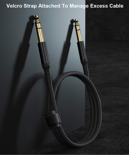 Elebase 1/4 Inch TRS Instrument Cable 10ft 2Pack,Straight 6.35mm Guitar Bass AMP Cord,Quarter inch Male Jack Stereo Audio Balanced TRS Line for Electric Guitar,Bass,Keyboard,Mixer,Amplifier,Speaker