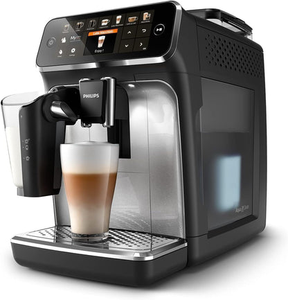 PHILIPS 5500 Series Fully Automatic Espresso Machine - LatteGo Milk System, 20 Coffee Varieties, Intuitive Touch Display, SilentBrew, 100% Ceramic Grinder, AquaClean Filter, Grey Chromed (EP5544/90)