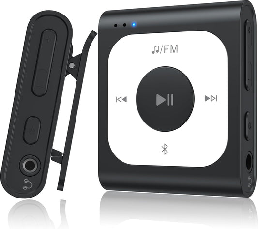 AGPTEK 64GB Clip MP3 Player with Bluetooth, A53PL Portable Music Player with FM Radio, Shuffle, No Phone Needed, for Sports,(Black)