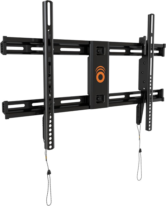 ECHOGEAR Wall Mount for TVs Up to 90" - Low Profile Design Holds Your TV Only 2.25" from The Wall - Fast Install with Template & You Can Level After Mounting - Pull Strings for Easy Cable Access