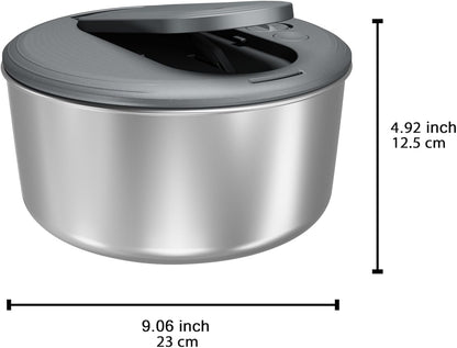 Zyliss Swift Dry Stainless Steel Salad Spinner - Fruit Cleaner & Lettuce Spinner with Push Pump - Non-Slip Bowl - Dishwasher Safe - Small