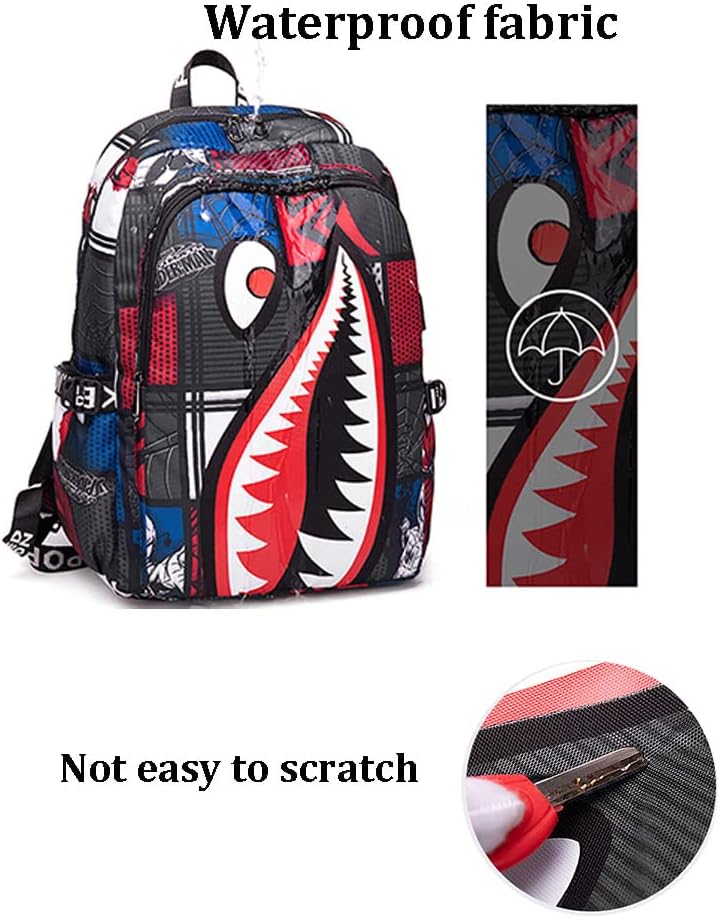 Boys' backpack School Backpack,Stylish backpack with USB port.Laptop Backpack can hold 15.6in Notebook (Red)
