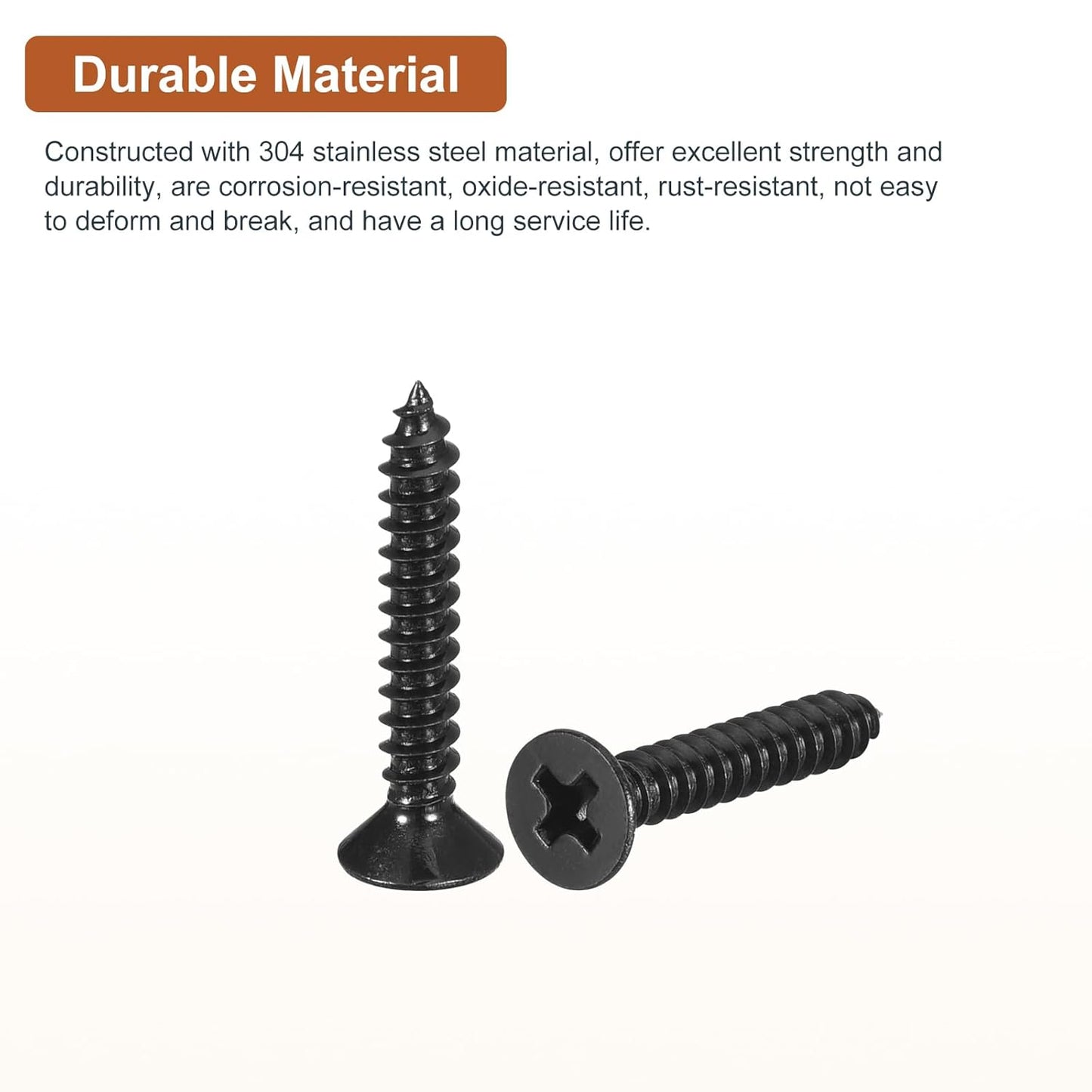 DTGN 100Pcs #6x1/2 Flat Head Wood Screws, 304 Stainless Steel Phillips Self Tapping Screws - Good for Woodworking, Furniture - Silver