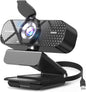 1080P Full HD Webcam with Auto Light Correction, Noise-Canceling Mic, Privacy Cover and Wide Angle Lens, Plug & Play USB Camera for Desktop/Laptop/Mac/PC, Compatible with Teams/Zoom/Skype/Streaming