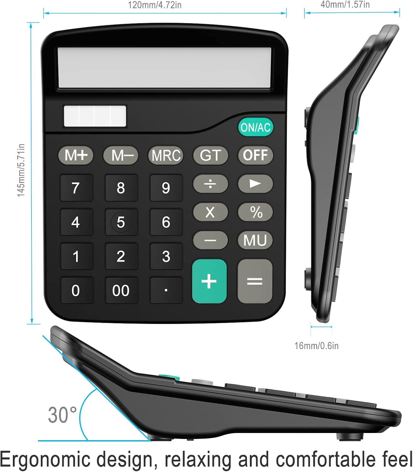 Helect Standard Function Desktop Calculator | Desktop Calculator | Solar Calculator | Office Calculator | Business Calculator | 12-Digit Calculator