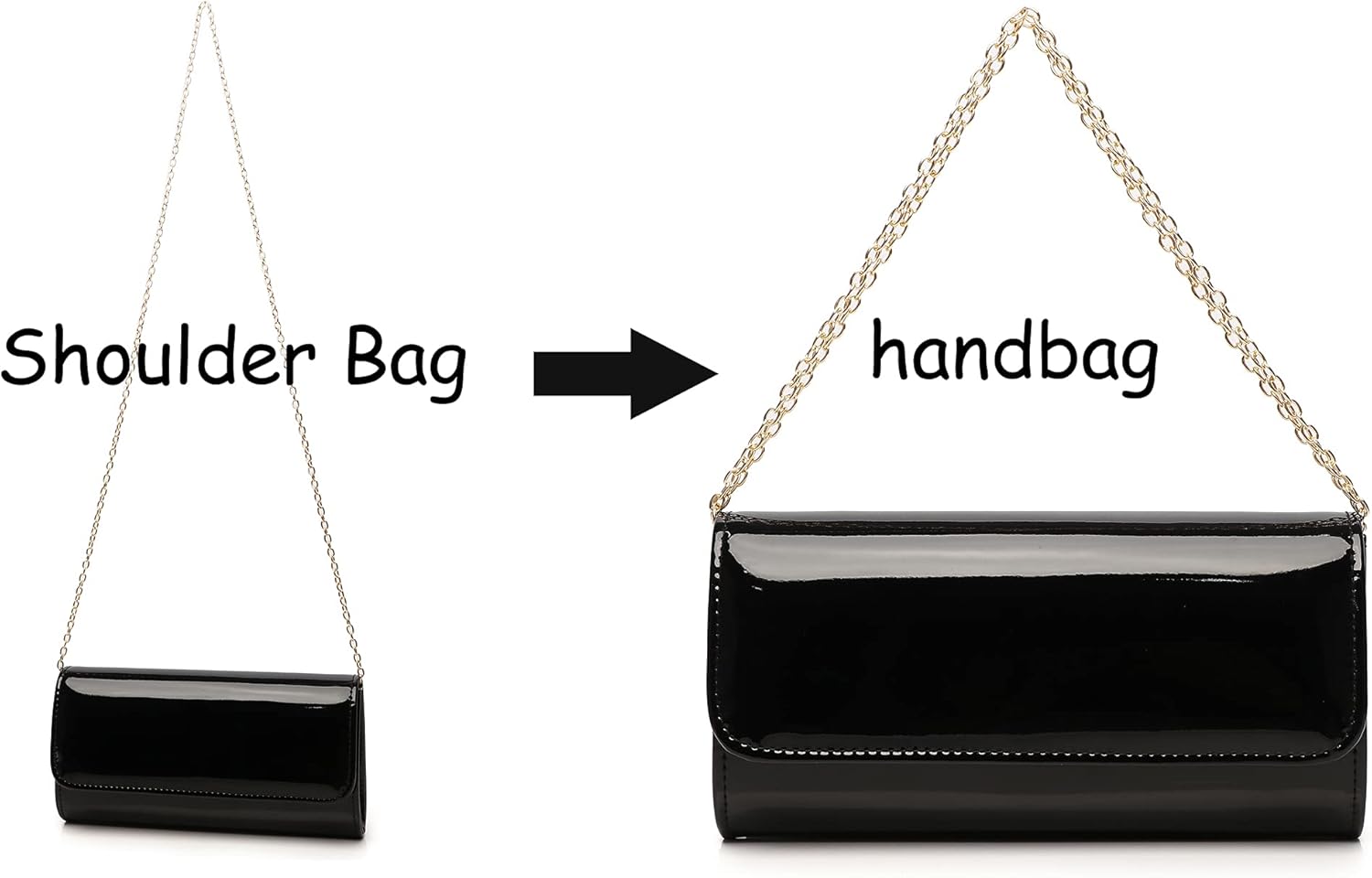 MUDUO Patent Leather Envelope Clutch Purse Shiny Candy Foldover Clutch Evening Bag for Women (black1) - PuriLite