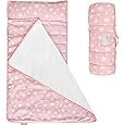 Toddler Nap Mat with Pillow and Fleece Minky Blanket, Kids Sleeping Bag Lightweight and Soft Perfect for Kids Preschool, Daycare, Travel Sleeping Bag Boys and Girls, Fit Standard Cot