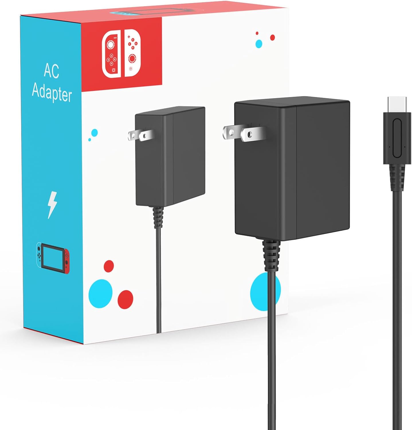 45W Charger for Nintendo Switch, AC Power Adapter for Switch, Fast Charging Power Supply Compatible with Switch OLED/Lite/Steam Deck Dock, Support TV Mode, 15V 2.6A (5ft)