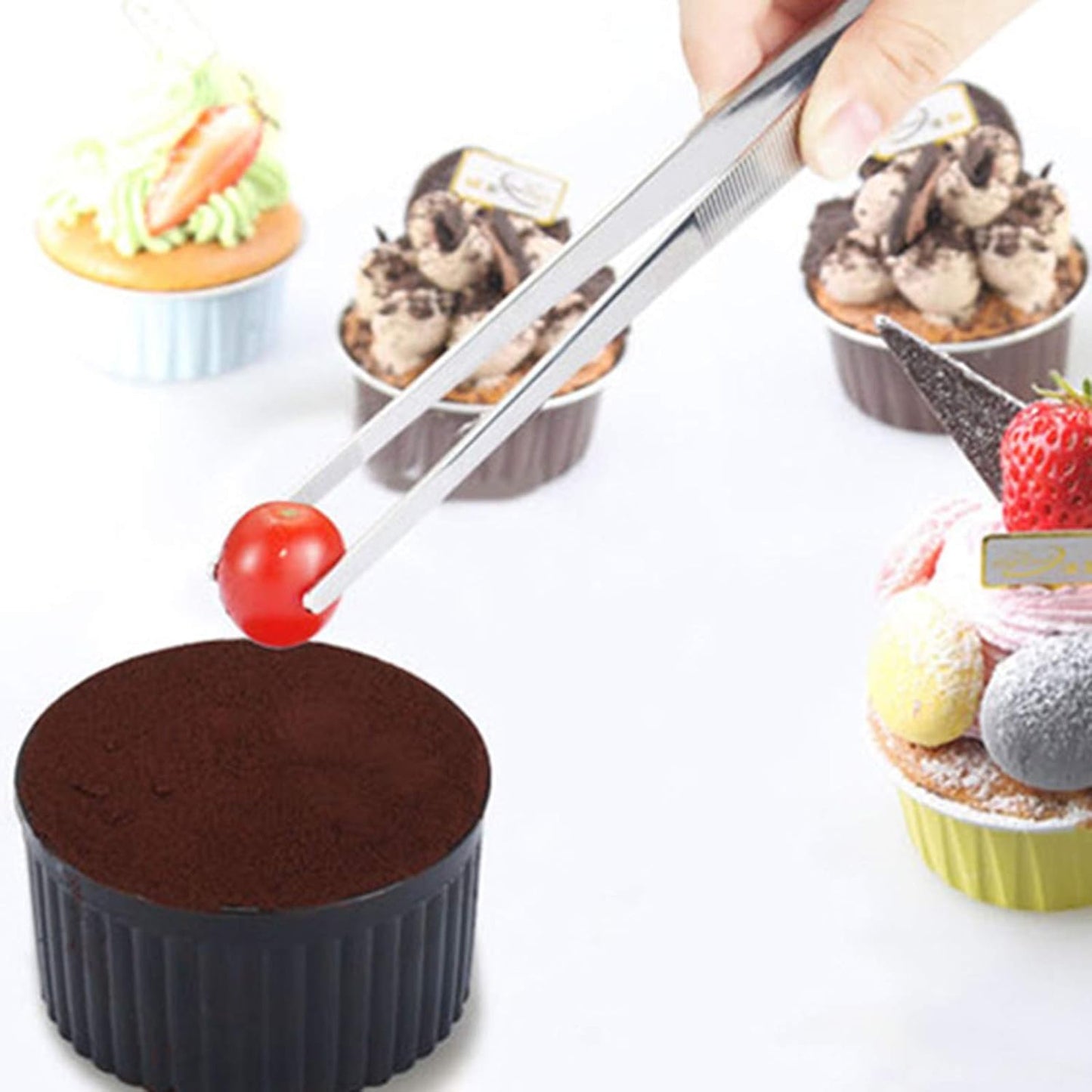 Rivoean 2 Pcs 12-Inch Fine Tweezer Tongs,Extra-Long Stainless Steel Tweezers Tongs