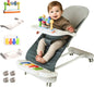 CuddoBaby Baby Bouncer 4-in-1 on Wheels |Detachable Pianos, Feeding Tray| 3-Level Recline Foldable Seat with Play Bar for Infant to Toddler 0-6, 0-12, 12-24 Months, Baby Gift Idea- Blue