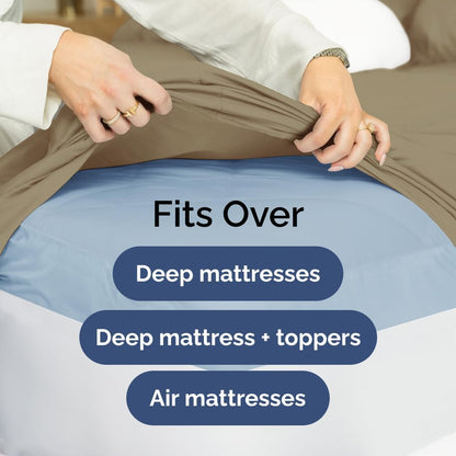 Extra Deep Queen Sheet Set - 6 Piece Breathable & Cooling Sheets - Hotel Luxury Bed Sheets Set - Easy & Secure Fit - Soft, Wrinkle Free & Comfy Sheets Set - White Sheet Set w/Extra Deep Pockets