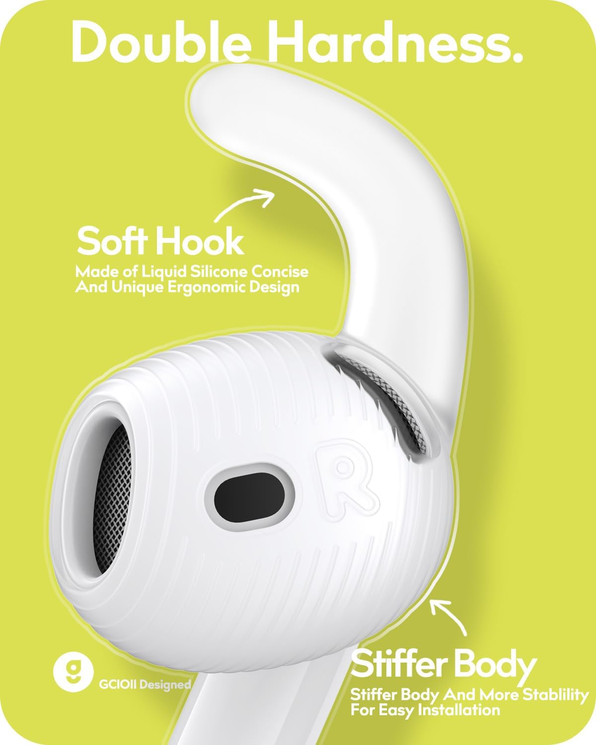 Gcioii 3 Pairs Ear Hooks Covers for AirPods Pro 2 [Added Storage Pouch] Anti-Slip Accessories Compatible with Apple AirPods Pro 2nd Generation (White)