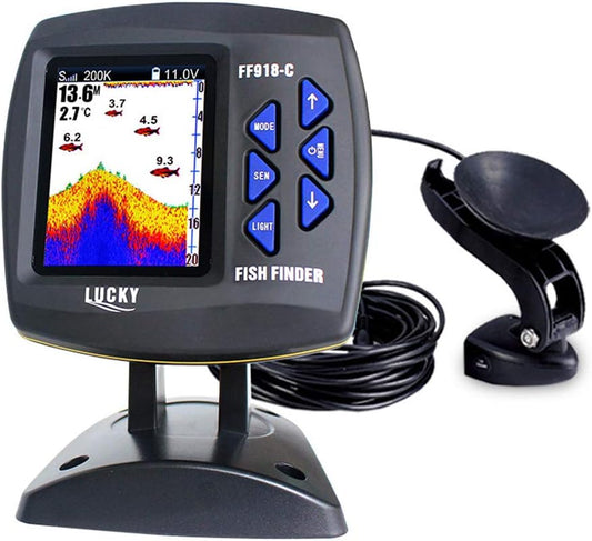 FF918-C100DS Color Screen Wired Fish Finder Dual Frequency 328ft/100m Water Depth Boat Fish Finder ZDHF