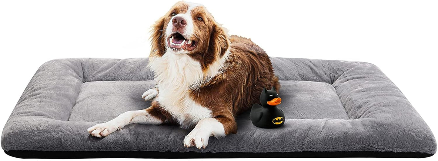 VERZEY Medium/Large Dog Bed Mat Crate Pad, 36" Metal Crates Fit, Ultra-Soft, Machine Washable & Anti-Slip Kennel Mat, Cozy Sleeping Mat for Medium/Large Dogs, Gray, 36L x 23W x 1H Inches