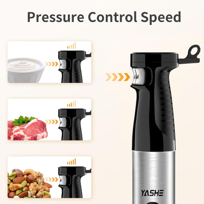 YASHE Immersion Blender, 5 in 1 Handheld Blender, Continuously Variable Speed, Stainless Steel Blender Stick, Emulsion Blender with Chopper, Whisk and Milk Frother for Meat, soups and Baby Food