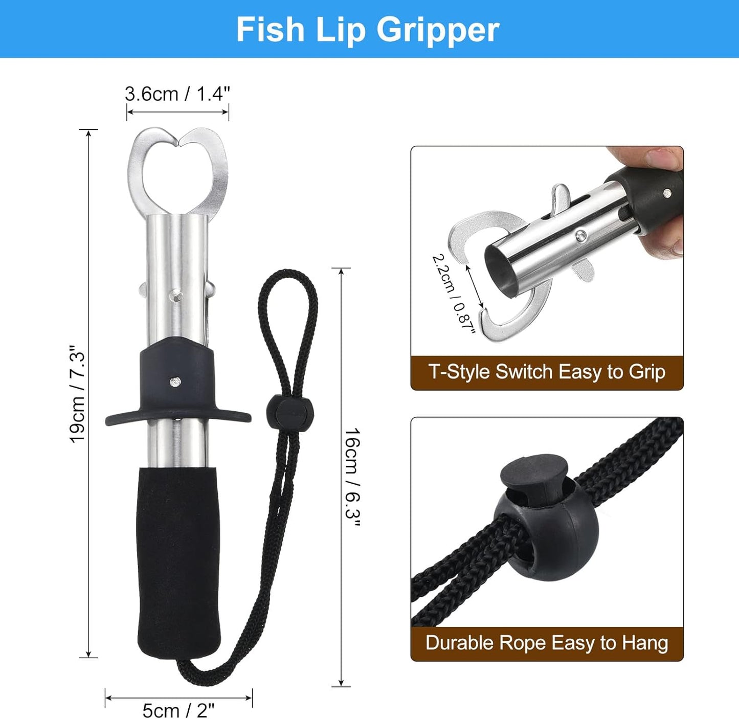 PATIKIL Hook Remover Tools Kit, Fishing Tool Kit With Plier, Lip Gripper, 110lb Digital Scale, Lanyard and Sleeve