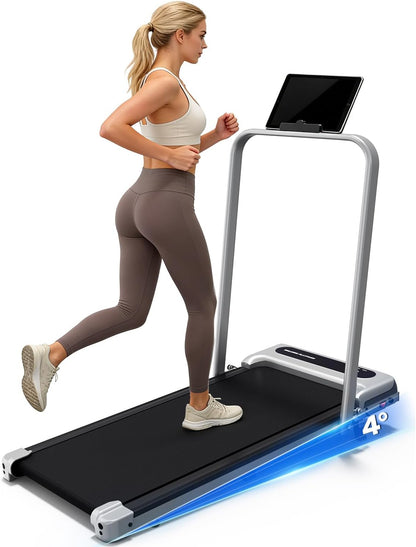 Yagud Walking Pad with 8% Incline, 3 in 1 Treadmill for Home & Office, 2.5HP Under Desk Treadmill with Handle, Portable Treadmill with Remote Control & Led Display, No Installation