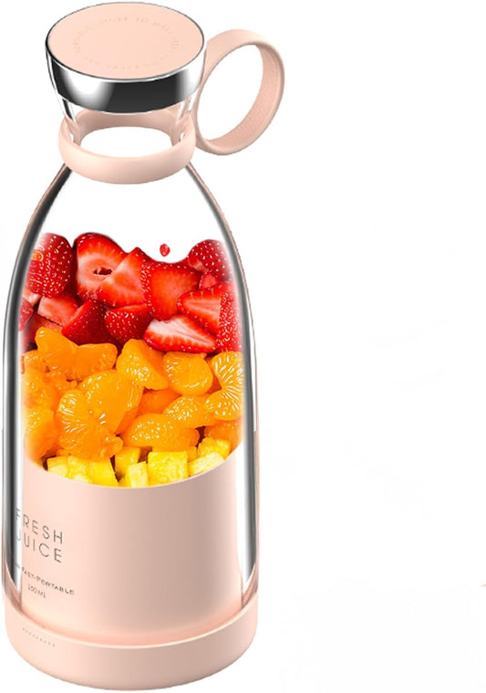 Mini Portable Blender, Cordless, Food Grade Material, 12fl oz, Magnetic Charging, Waterproof, Fresh & Light, Personal Blender for Shakes & Smoothies (Clear/Pink)
