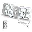 EDUP HOME 3D LED Wall Clock Desk Alarm Clock 7 Colors 9.7" with Remote Control, Digital Alarm Clock Adjustable Brightness Timer 12/24 Hr Time/Date/Temperature for Kid Bedroom/Kitchen/Office
