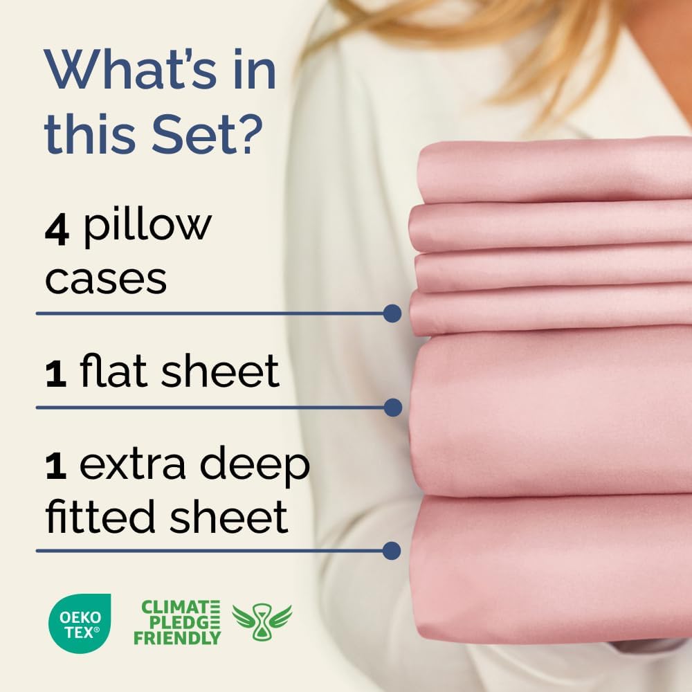 Extra Deep Queen Sheet Set - 6 Piece Breathable & Cooling Sheets - Hotel Luxury Bed Sheets Set - Easy & Secure Fit - Soft, Wrinkle Free & Comfy Sheets Set - White Sheet Set w/Extra Deep Pockets